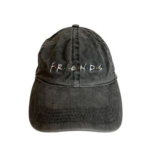 Vtg Friends Embroidered Black Washed Baseball Cap H&M Warner Adjustable OS